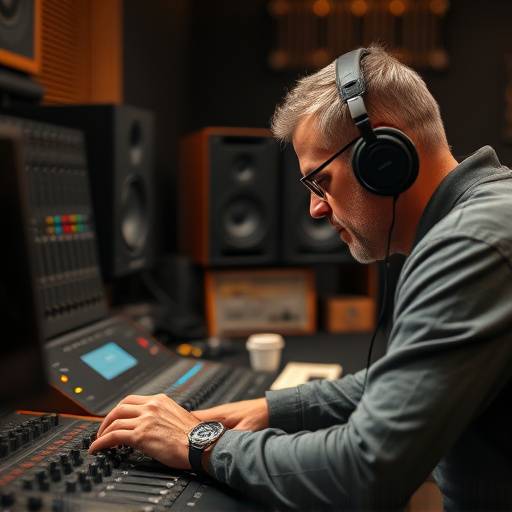 A mastering engineer working with high-end audio mastering equipment.