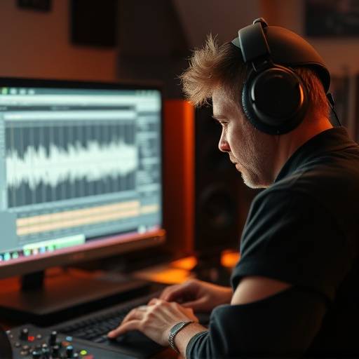 An audio engineer restoring old recordings on a computer.